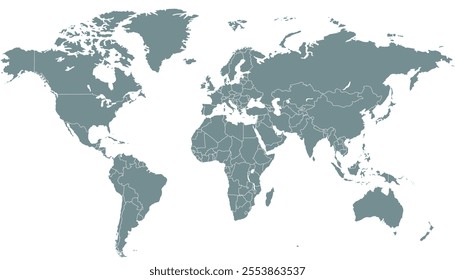 World map. Grey vector map. Silhouette map.