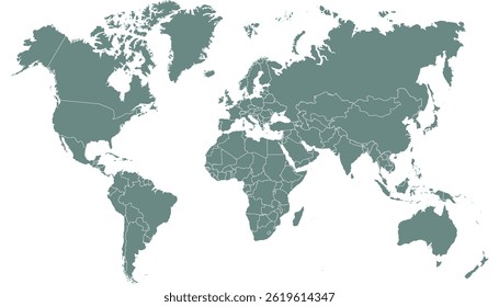 World map. Grey vector map. Silhouette map	