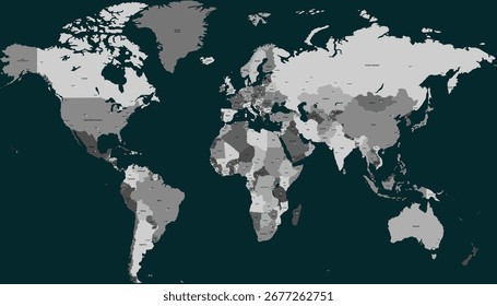 World map. Grey vector map. Silhouette.