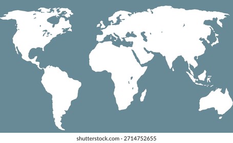 Mapa mundial. Mapa de Vector gris. Silueta.