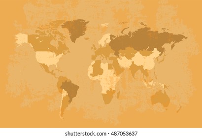 World map grunge old style vector