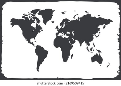 World map in grunge style.Old map of the world.