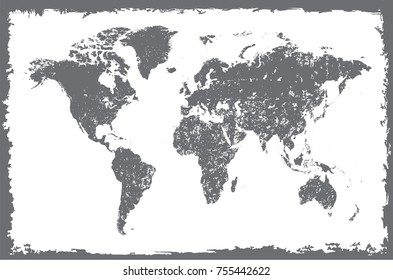 World map in grunge style.Old map of the world.