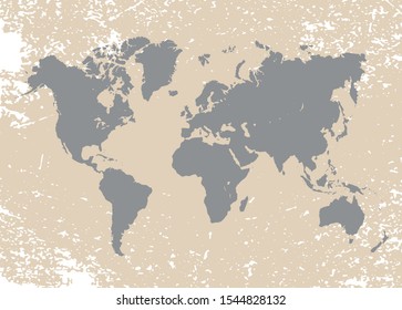 World map with grunge texture.