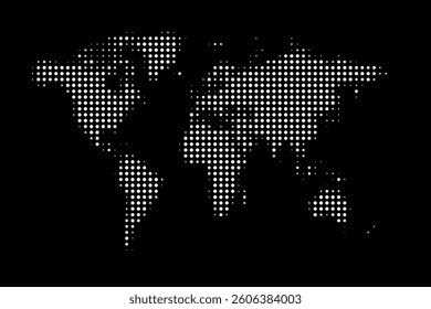 World Map in Halftone Dot Style