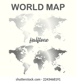 World map halftone illustration with dots