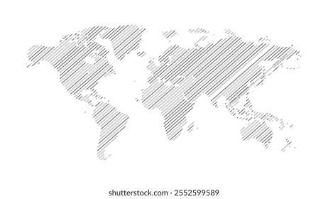 World map halftone. Made for world news and articles. Grey circles on white background.