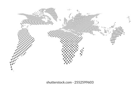 World map halftone. Made for world news and articles. Grey circles on white background.