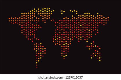 World map halftone neon color yellow background
