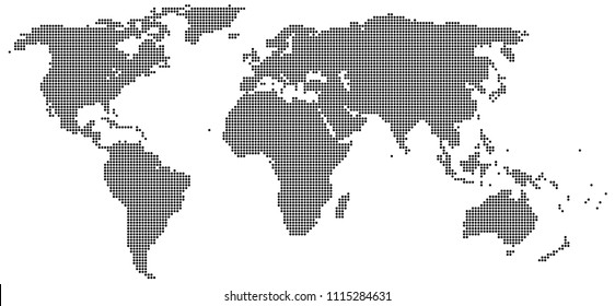 World map halftone printing technic, illustration and design.