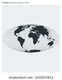 World Map. Hammer projection. Solid style. High Detail World map for infographics, education, reports, presentations. Vector illustration.