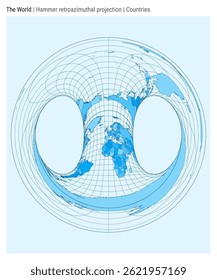 World Map. Hammer retroazimuthal projection. Countries style. High Detail World map for infographics, education, reports, presentations. Vector illustration.