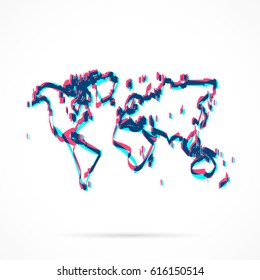 World Map hand drawn with blue and pink highlighters, isolated on a blank background.
Vector illustration, easy to edit, manipulate, resize or colorize.