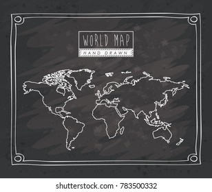 world map hand drawn monochrome silhouette