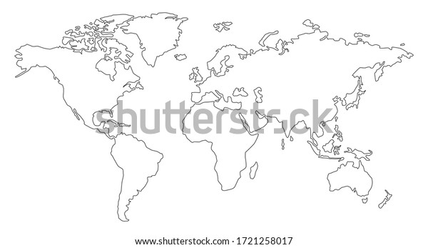 World Map Hand Drawn Simple Stylized Stock Vector (Royalty Free) 1721258017