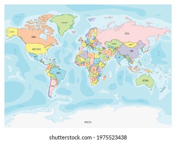 World map - hand-drawn cartoon style