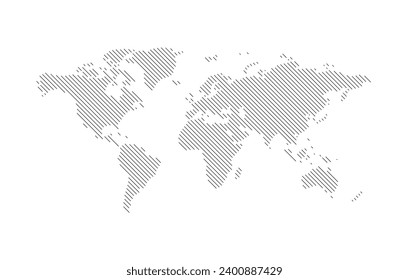 World map - hatched silhouette of the continents on planet Earth, vector illustration on white background