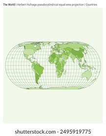 World Map. Herbert Hufnage pseudocylindrical equal-area projection. Countries style. High Detail World map for infographics, education, reports, presentations. Vector illustration.