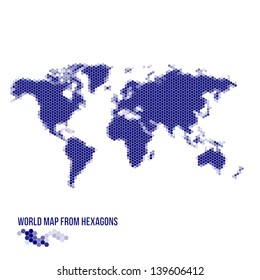 World Map from Hexagons - Infographic Element - Vector Illustration