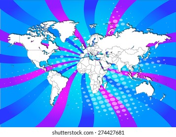 World Map with High Detail and Captivating Background - Vectors