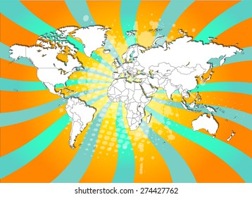 World Map with High Detail and Captivating Background - Vectors