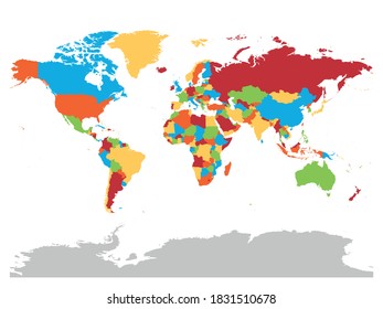 World map. High detailed blank political map of World. 5 colors scheme vector map on white background.