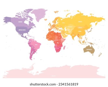 World map. High detailed blank political map of World. Colorful map on white background.