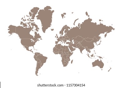 world map. High detailed map of world on white background. Vector illustration eps 10.