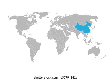 world map with china highlighted World Map Highlighted China Blue Mark Stock Vector Royalty Free world map with china highlighted