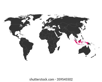 World map with highlighted Indonesia