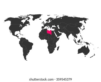 World map with highlighted Libya
