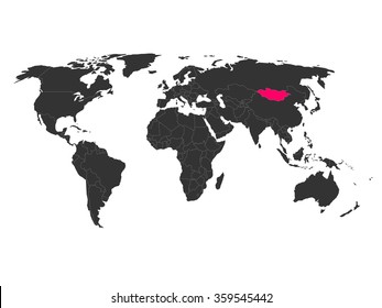 World map with highlighted Mongolia