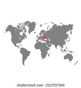 Mapa mundial con territorio destacado de Ucrania

