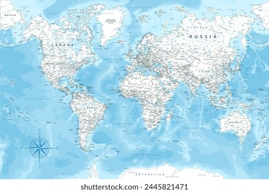 World Map - Highly Detailed Colored Vector Map of the World. Ideally for the Print Posters.