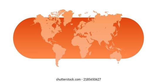 World map and horizontal earth continents concept flat vector illustration.