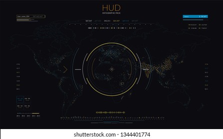 World Map HUD Infographics Population Density Vector Illustration