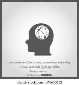 world map in human head, vector