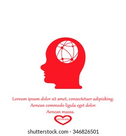 world map in human head, vector