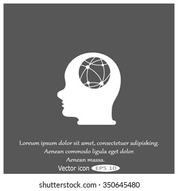 world map in human head, vector