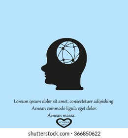 world map in human head, vector