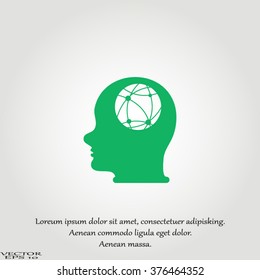 world map in human head, vector