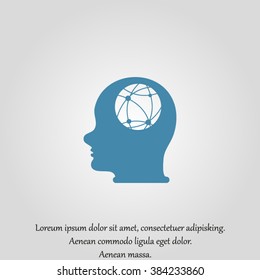 world map in human head, vector