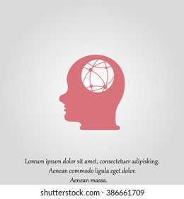 world map in human head, vector