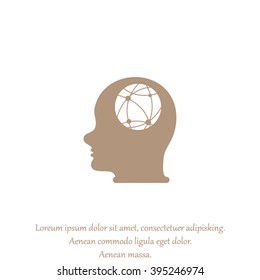 world map in human head, vector