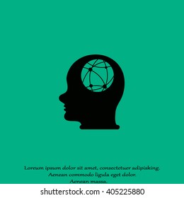 world map in human head, vector