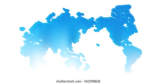 World Map Icon Blue