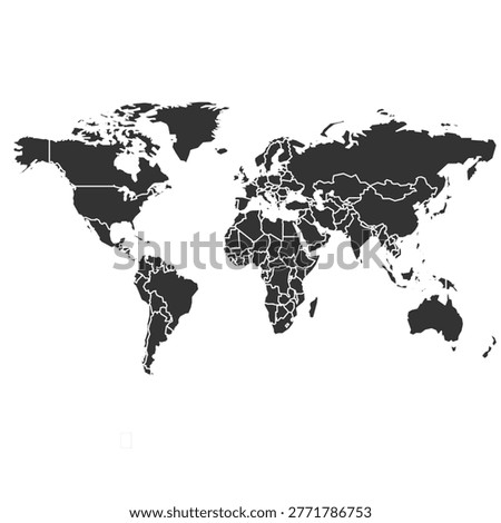 World map icon with clear country borders, simple and clean vector design
