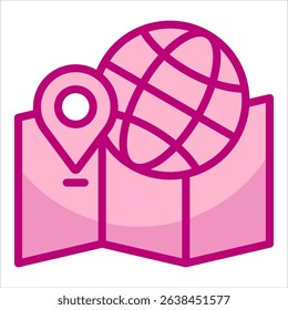 World Map Icon Element For Design