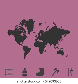 World map icon flat. Simple vector grey pictogram and bonus symbol