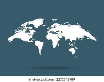 World map icon in flat style. Global country vector illustration on isolated background. Geography continent sign business concept.